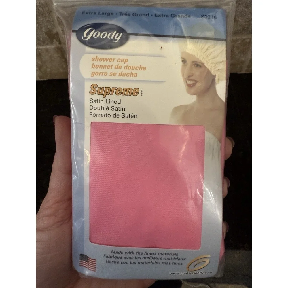 Vintage 2000 Y2K Goody Satin Lined Pink Shower Cap‎ X-Large Size Sealed